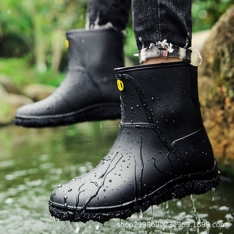 Мода дождевая обувь мужская средняя труба водонепроницаемая обувь нескользящая дождевая обувь мужская дождевая сапоги рыболовная обувь кухонная работа водяные сапоги резиновая обувь