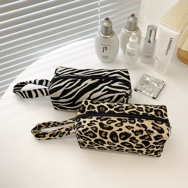 New Zebra Pattern Leopard Print High-Value Cosmetic Bag Versatile Large-Capacity Storage Bag Portable Travel Handbag Pencil Case
