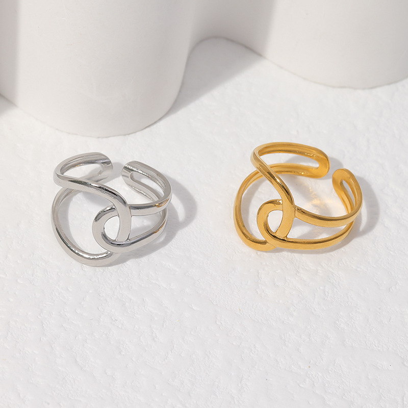 Simple Style Geometric Solid Color Stainless Steel Hollow Out Open Ring