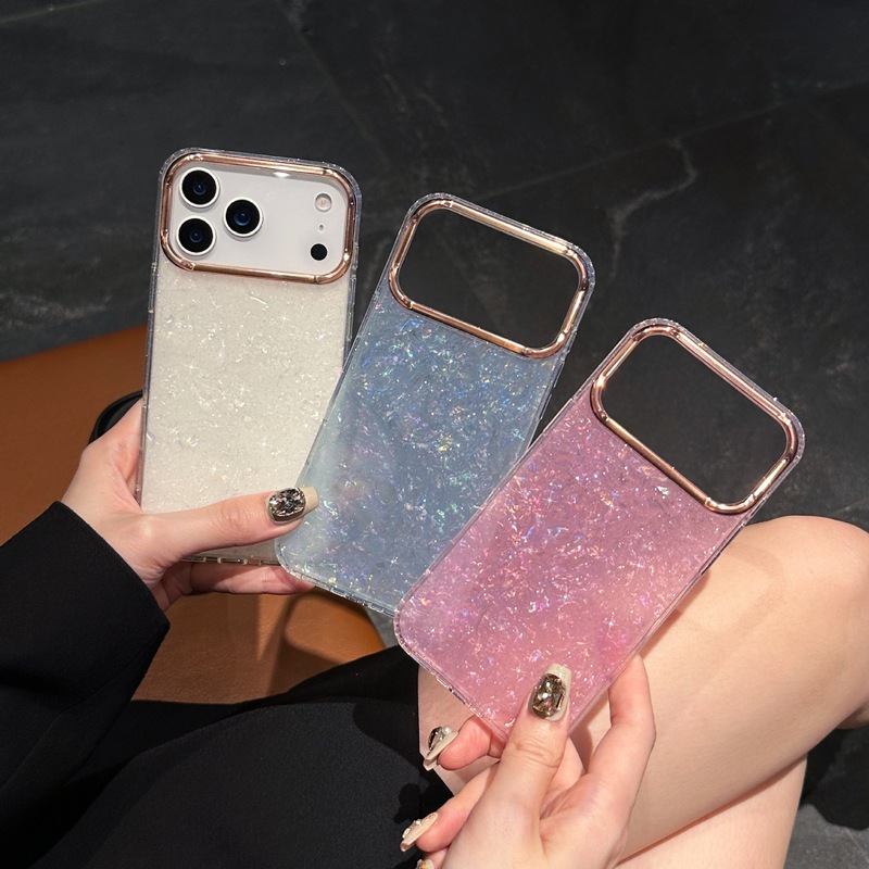 适用iPhone17PROMAX闪粉星空贝壳纹手机壳苹果16高级感亚克力防摔|undefined