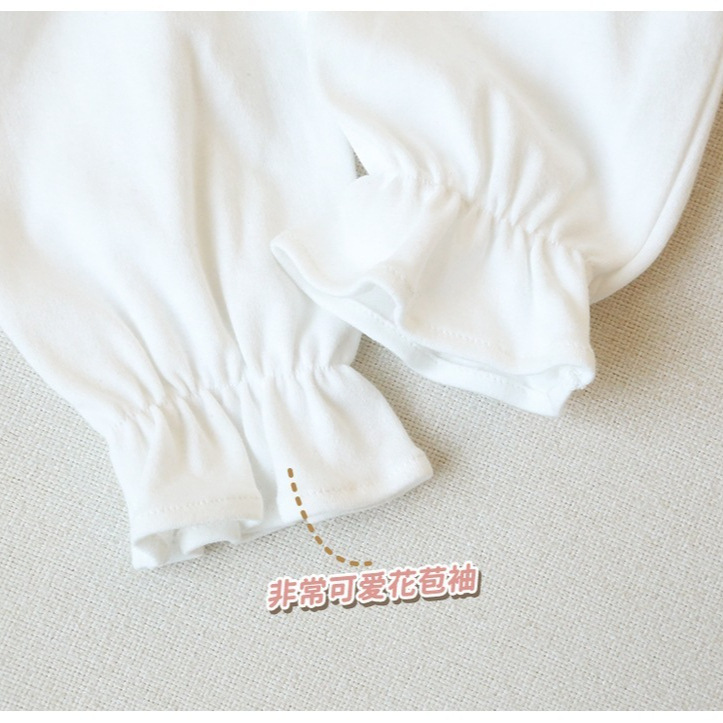 中小子供綿Tシャツ日系miki25春秋女宝白色シャツ長袖tシャツ綿刺繍襟付きシャツ|undefined