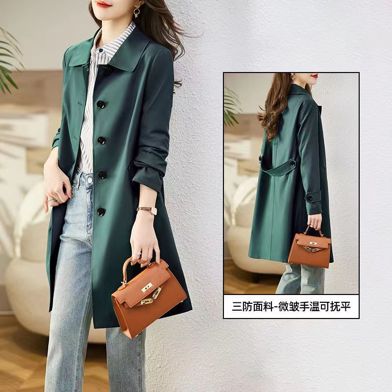 Original British Style Windbreaker Women's Mid-Length 2025 Spring New Korean Style High-End Slim Straight Jacket