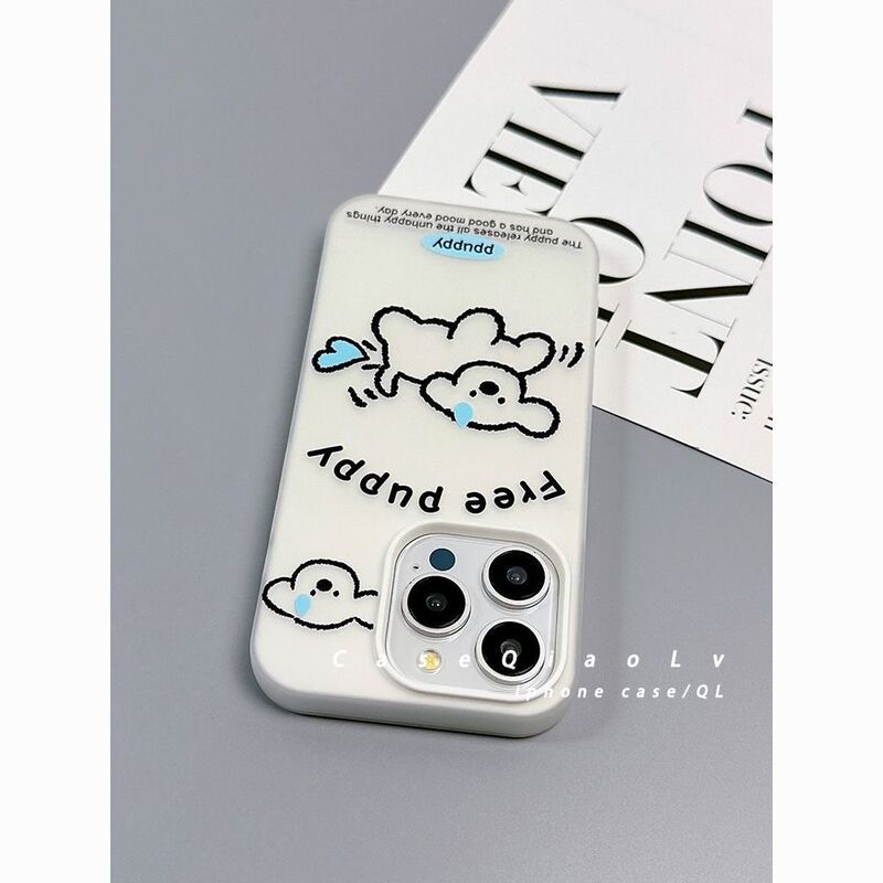 萌系流汗小狗适用iPhone16/15promax手机壳苹果14肤感磨砂13/17女|undefined