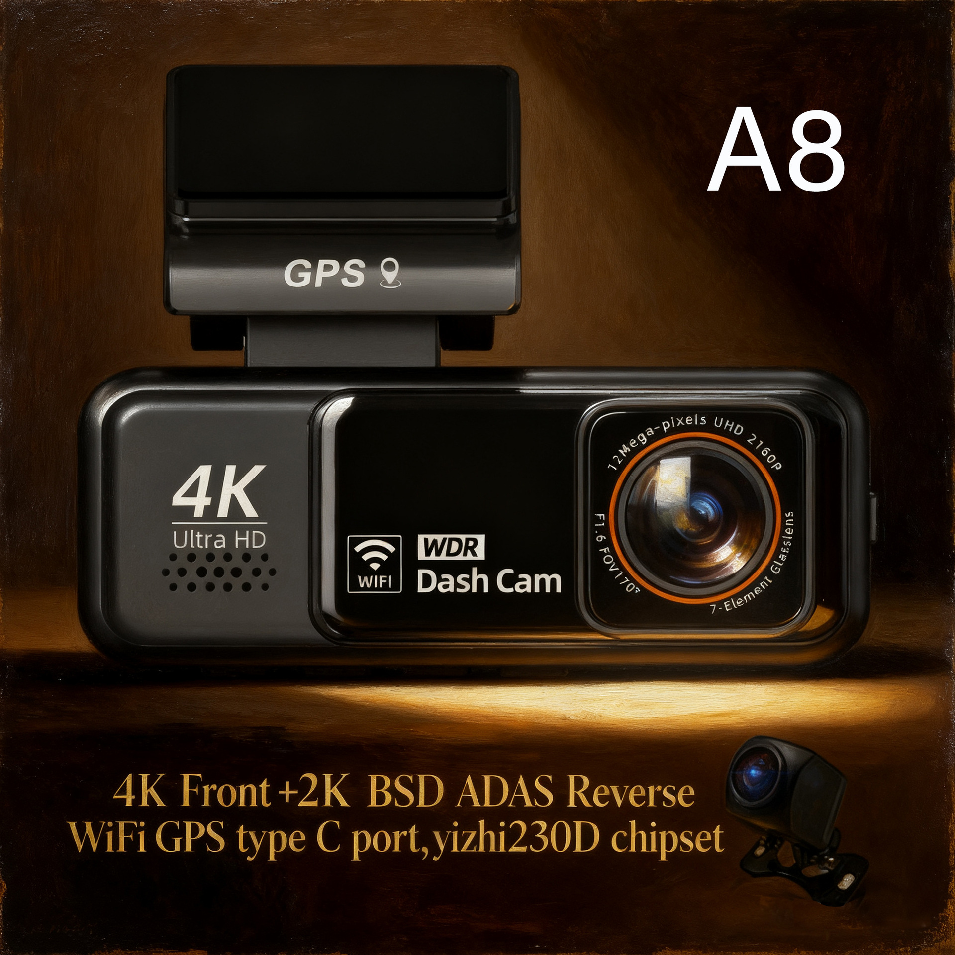 Cross-Border New Model 4K+2.5K Dash Cam 3inch Hd with Support for Wifi and Gps Infrared Night Vision Car Dvr