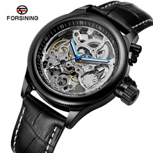 FORSINING富西尼手表  圓形藍指針手表男女士機械手表皮帶腕表