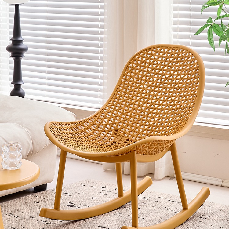 Nordic Internet Celebrity Living Room Plastic Balcony Leisure Rocking Chair Adult Simple Home Recliner Internet Celebrity Hollow Rocking Chair Tω