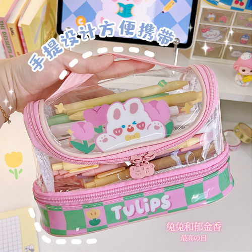 Pen bag ins cool style transparent stationery bag large capacity high appearance simple elementary school student stationery box junior high school student