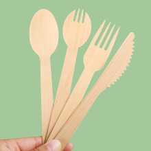 竹制高端一次性刀叉勺冰淇淋甜品勺加厚环保商用外卖西餐牛排刀叉