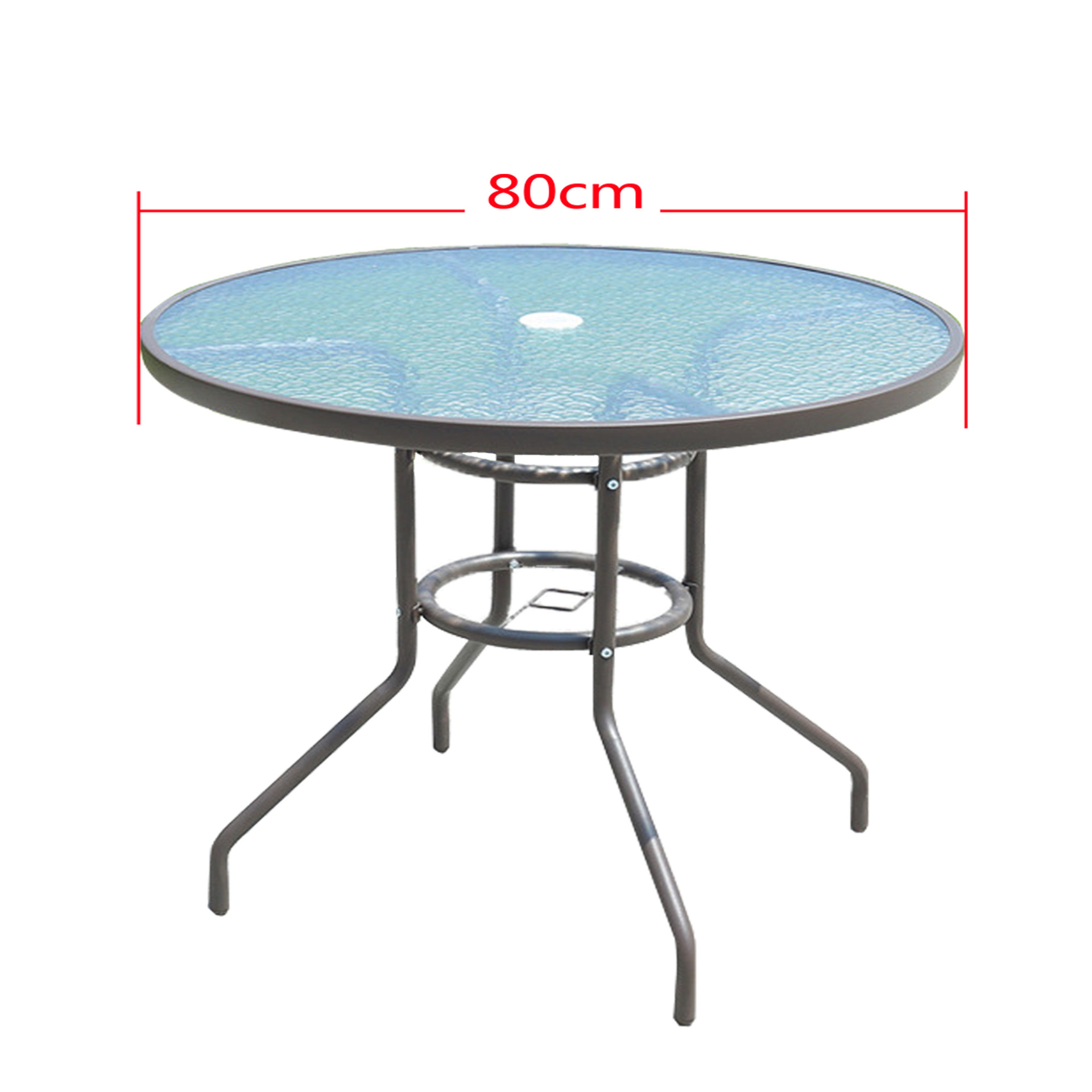 Mesa redonda de vidrio con patrón de agua de 80cm