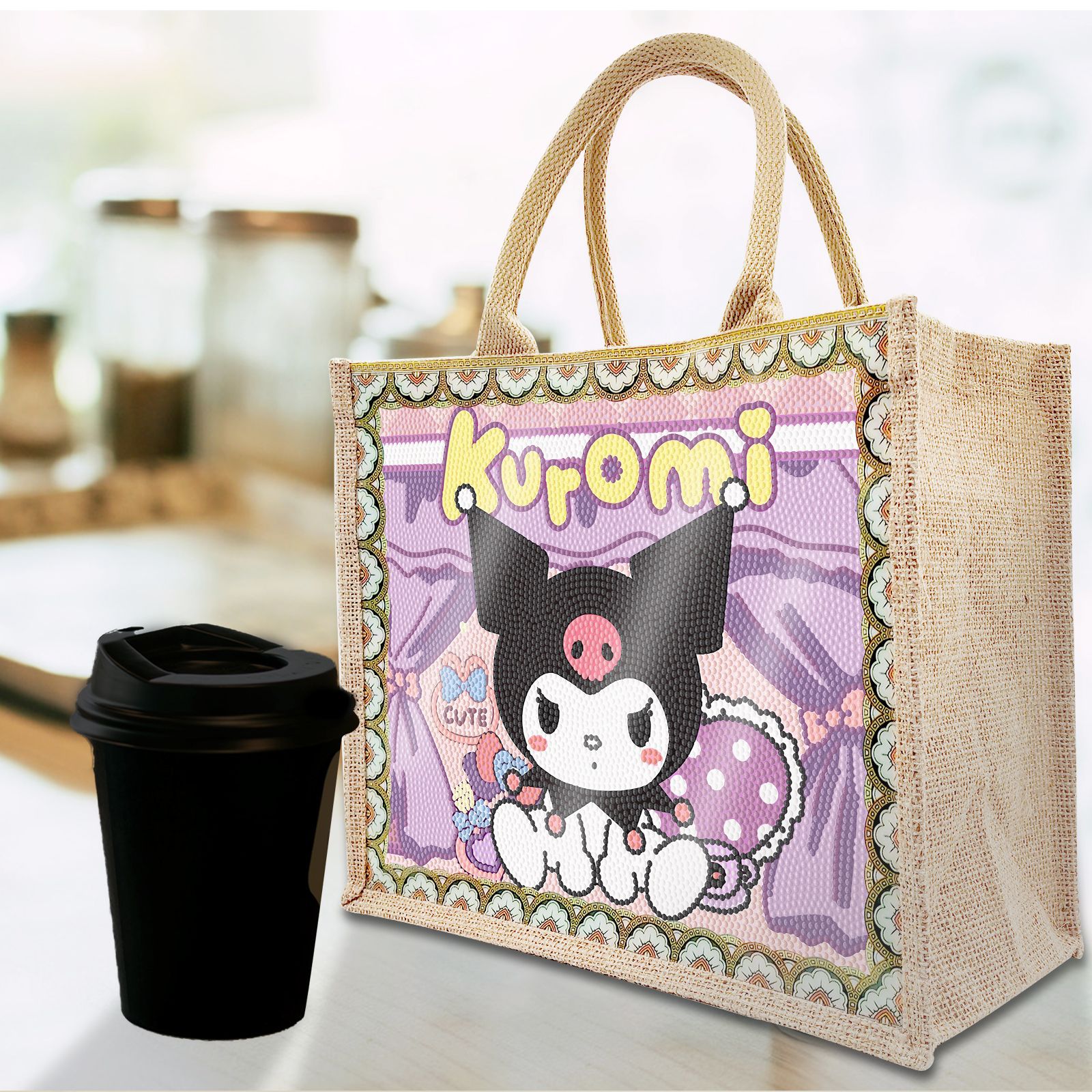 Accesorios para pintura con diamantes, bolsa de lona DIY para pintura con diamantes, bolsa ecológica con diseño de dibujos animados de Harry Potter, con base reemplazable.