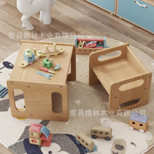 Wooden Kidsren's Weaning Table with Handle Kidsren's Table and Chair Multi-Purpose Baby Foot Washing Table and Chair Kidsren's Dining Table and Chair