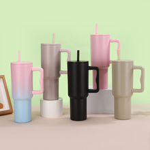 三代大容量40oz粉蓝渐变汽车杯304不锈钢保温杯便携提手冰霸杯