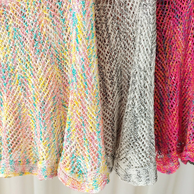 Color satinado Jersey de punto chal decoración exterior hueco transpirable todo-fósforo hombro almohadilla cervical soporte protector solar chal falda