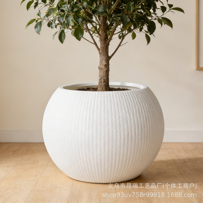 Potas de plástico super grandes simples rayas blancas gruesas tortuga profunda bambú rico árbol jardín al aire libre gran maceta