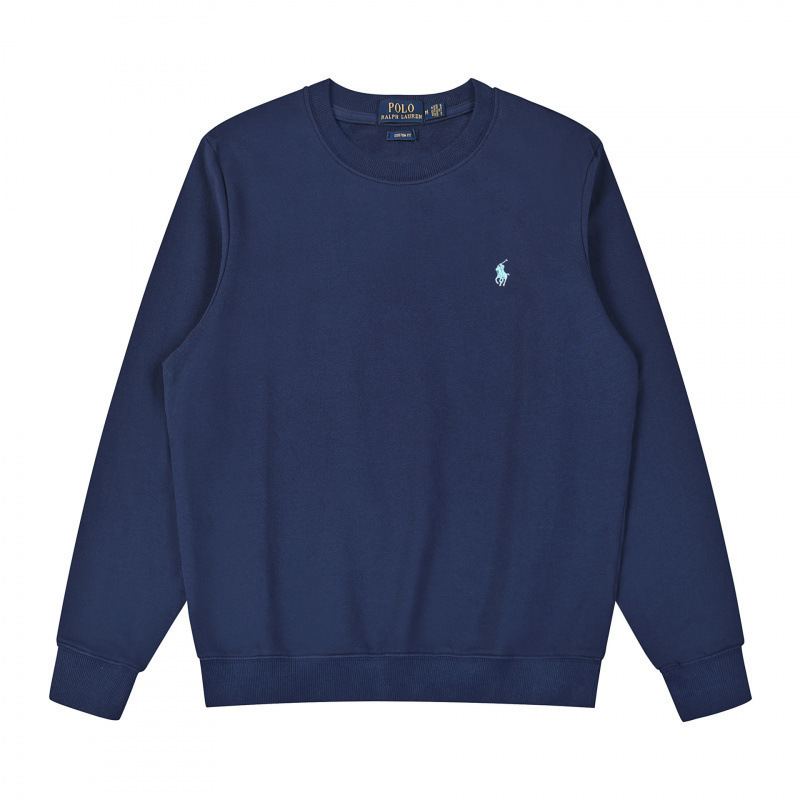 Round neck navy blue white label