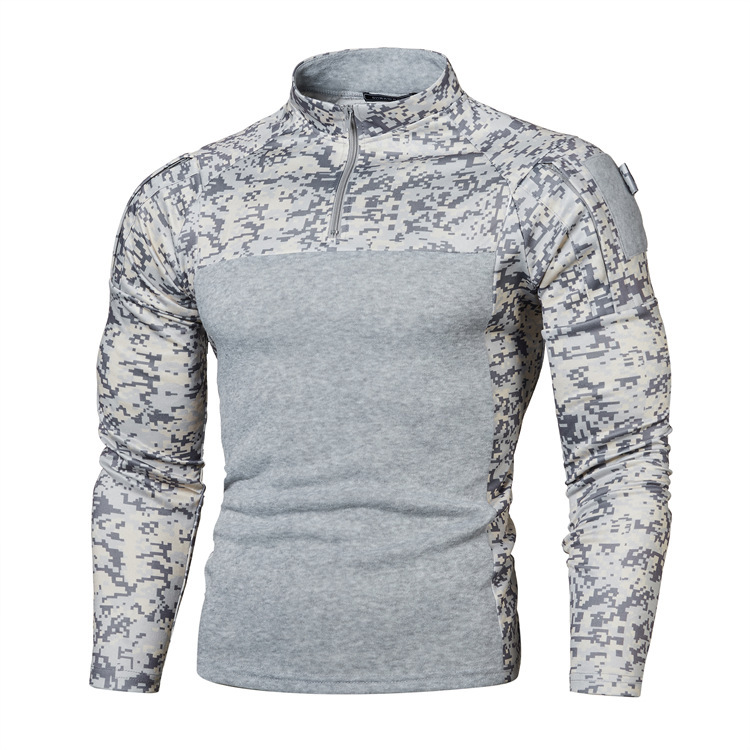 Outdoor fiess jogging Men's long sleeved Military field camouflage casual standing collar sweater_voghion.com