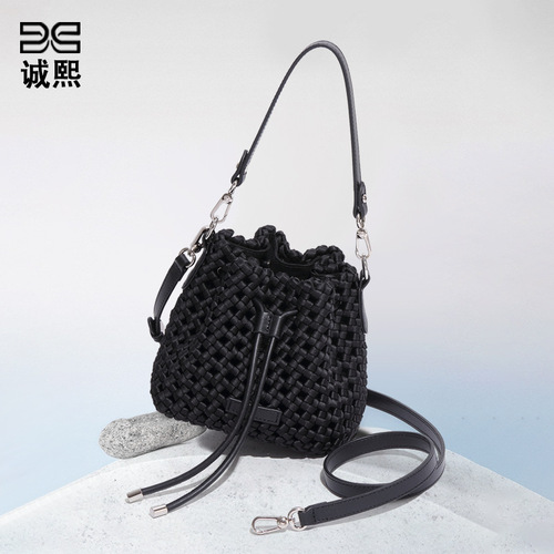 High-end New Style Handbag Windmill Knot Water Bucket Bag Hand-woven Bag Unique Design Lightweight Single Shoulder Crossbody Bag