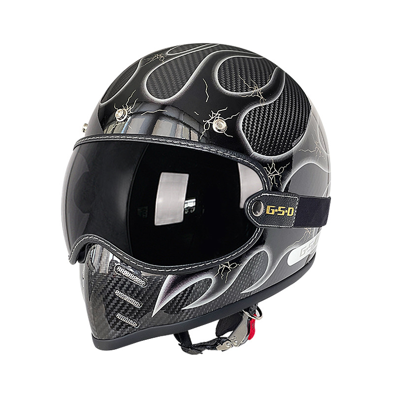Helmet Electric Motorcycle, Motuoche Motosiklet kaskı (dəbilqə) - 3k-silver-flame-black-tea-lens-m55-56