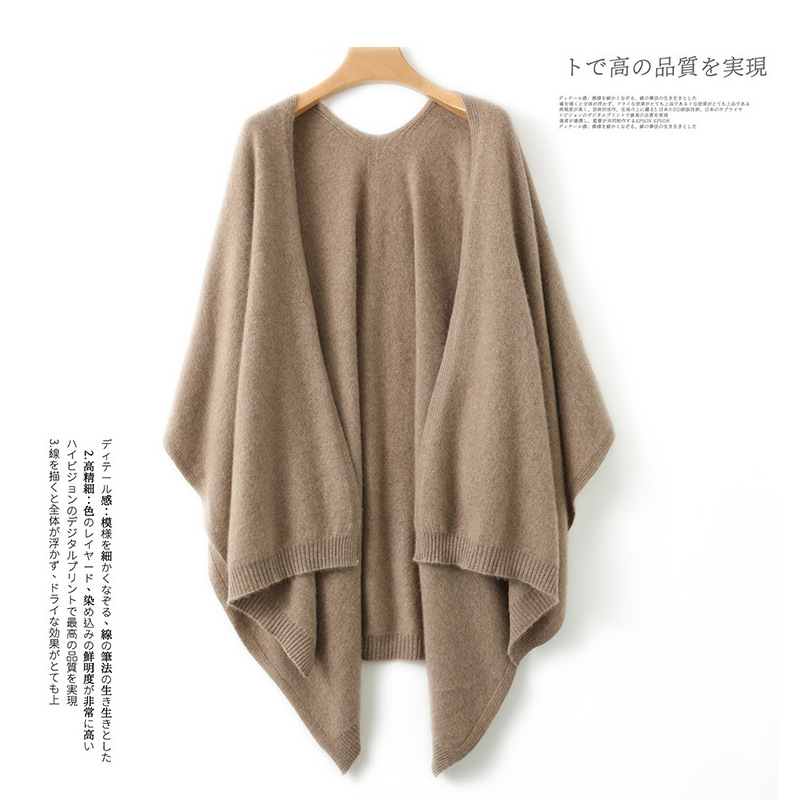 Autumn demi-season woolen universal big knitted cloak