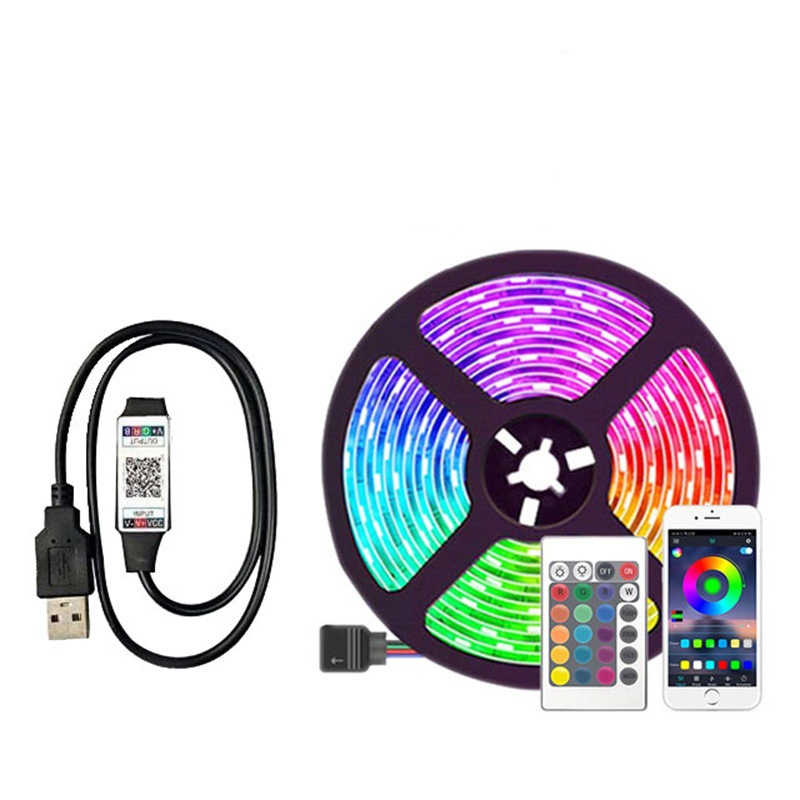 5V2835RGB 빛 60 조명 3 색 컬러 LED 자체 접착 부드러운 빛 바 블루투스 적외선 제어 배경 조명