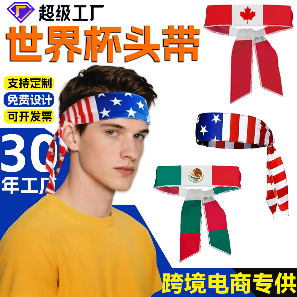 Diademas Personalizadas Wufu para la Copa Mundial 2026 de EE. UU., Canadá y México - Accesorios para Fanáticos, Diademas Decorativas para Eventos Deportivos, Pañuelos Personalizados para la Cabeza