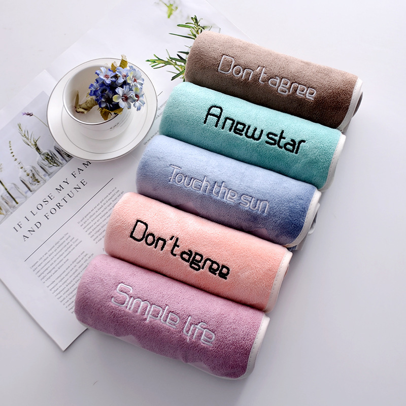 Factory wholesale towel youth letter chrysanthemum thickened absorbent hair drying towel beauty towel gift embroidery logo