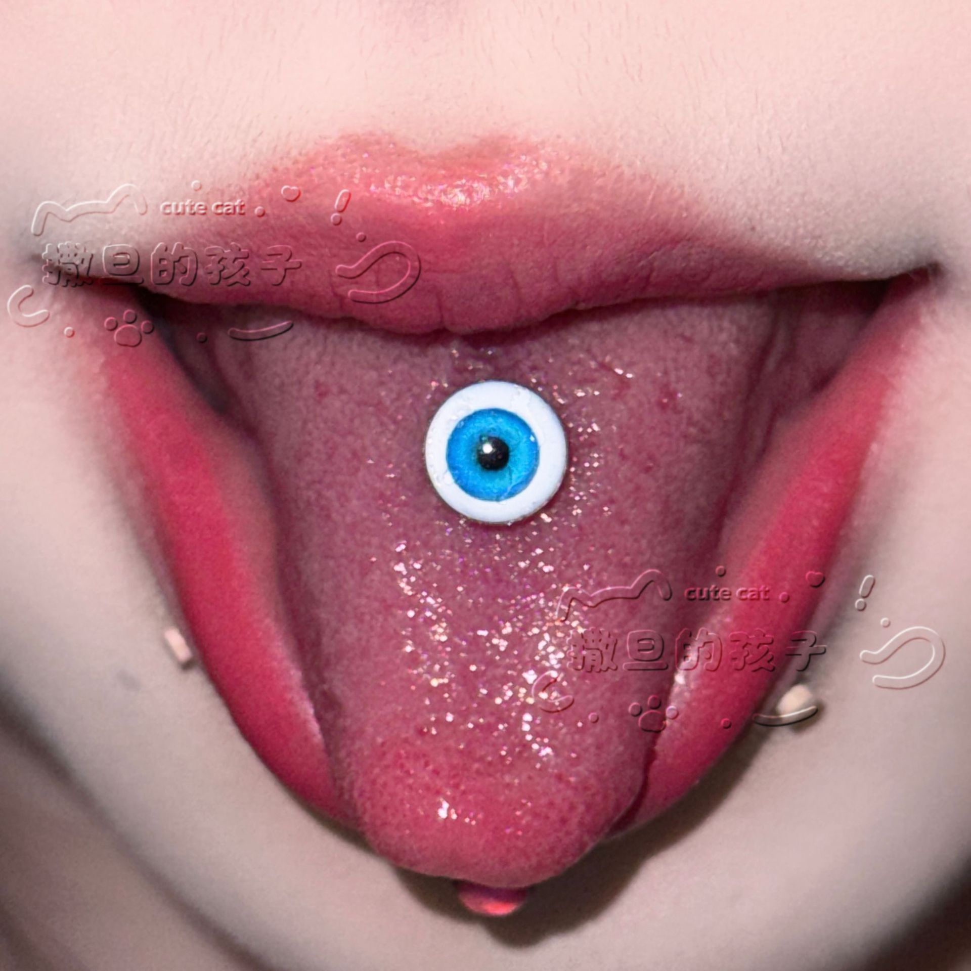 Pointed labret stud close-up product detail