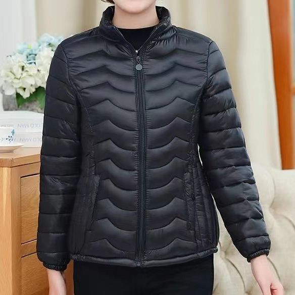 中年妈妈棉袄女冬季短款羽绒棉棉服立领修身防寒保暖棉衣外套