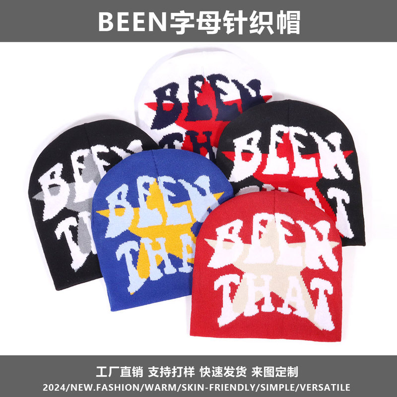 American Popular Street Casual All-match Letter Knitted Hat Personalized Y2K Pullover Face Small Cold-proof Knitted Hat American Popular Street Casual All-match Letter Knitted Hat Personalized Y2K Pullover Face Small Cold-proof Knitted Hat