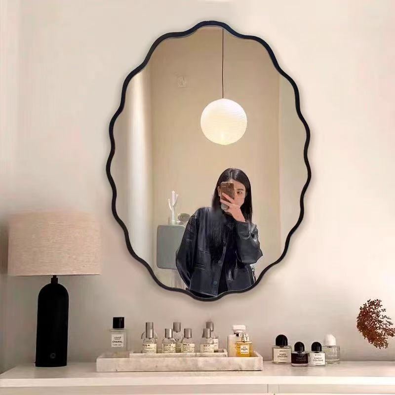 Customized French Bathroom Cabinet Mirror Special-Shaped Wall-Mounted Home Bathroom Smart Makeup Mirror Bedroom Vanity Mirror Removal