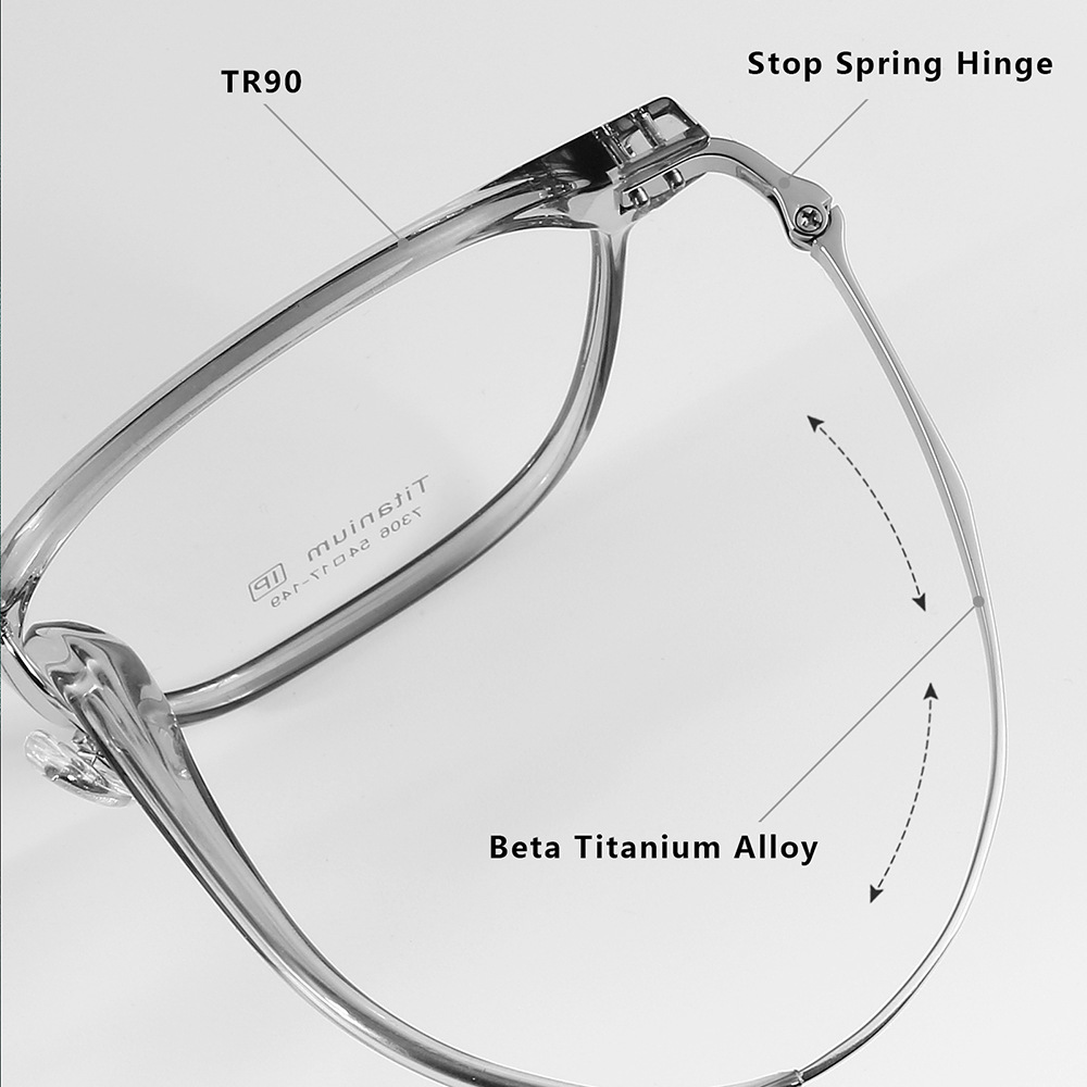 Gafas de miopía ópticas retro de pies cuadrados de titanio puro, marcos de ojos para hombres y mujeres pueden estar equipados con stock 7306