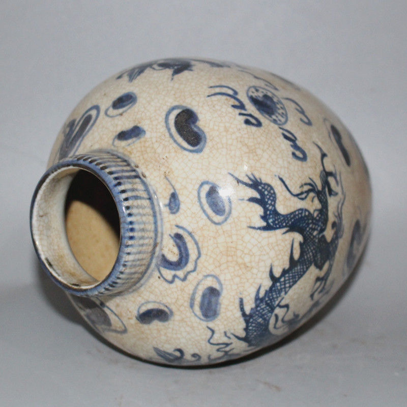 Tarde Qingming azul y blanco pintado a mano Shuanglong opera Pearl Porcelain can antigüedades antiguas para hacer colecciones de adornos chinos antiguos y antiguos image 5