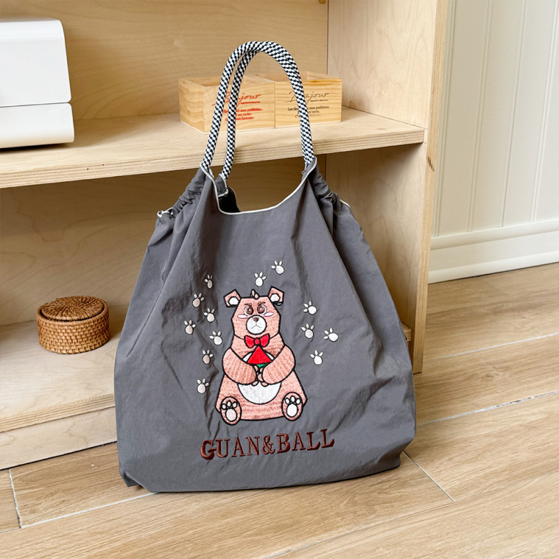 オリジナルの脇下バッグ環境保護ショッピングバッグ絶妙な刺繍防水ナイロンショッピングバッグ手提げレディースショルダーバッグ|undefined