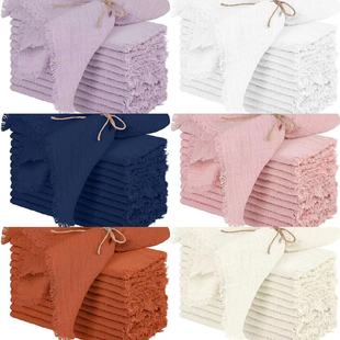 Amazon washed cotton and linen tassel frayed napkin tablecloth Japanese pleated tea towel background cloth dining cloth photo props