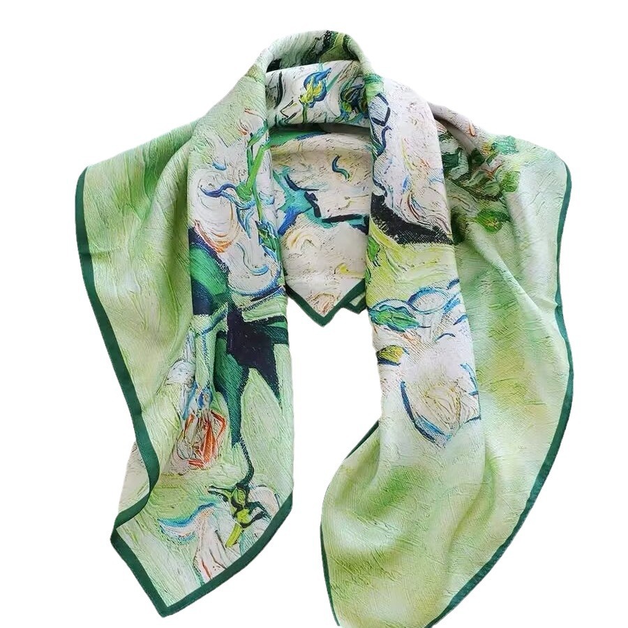Pure Silk Scarf 12 Momme Mulberry Silk 70cm Square Scarf Women's Fashion Necktie Versatile Luxury Scarf Cross-Border Wholesale - Thumbnail 5