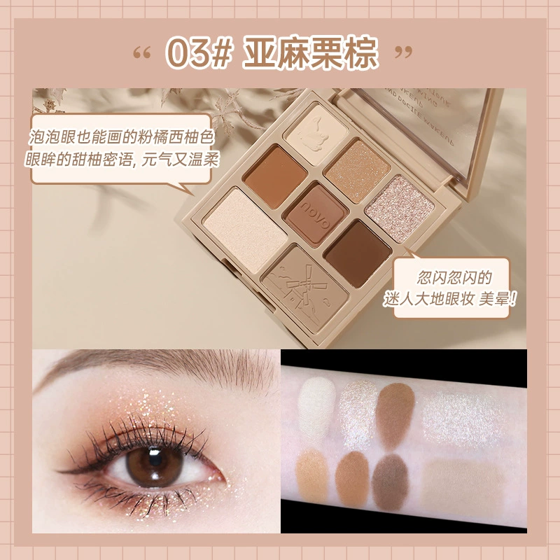 Палетка теней для век Novo Eight Color New INS Super Fire Milk Tea Earth Color Женский доминация блеск пудра дешево студенческая вечеринка