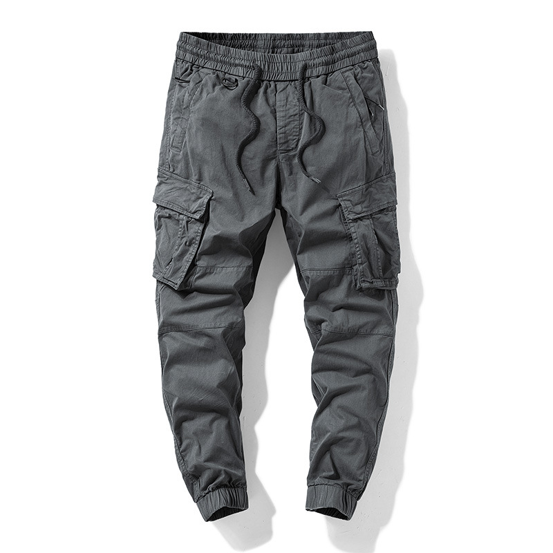 Joven hombre otoño nuevos pantalones de trabajo, pantalones casuales, pantalones de bolsillo simples, ropa de hombre elástica