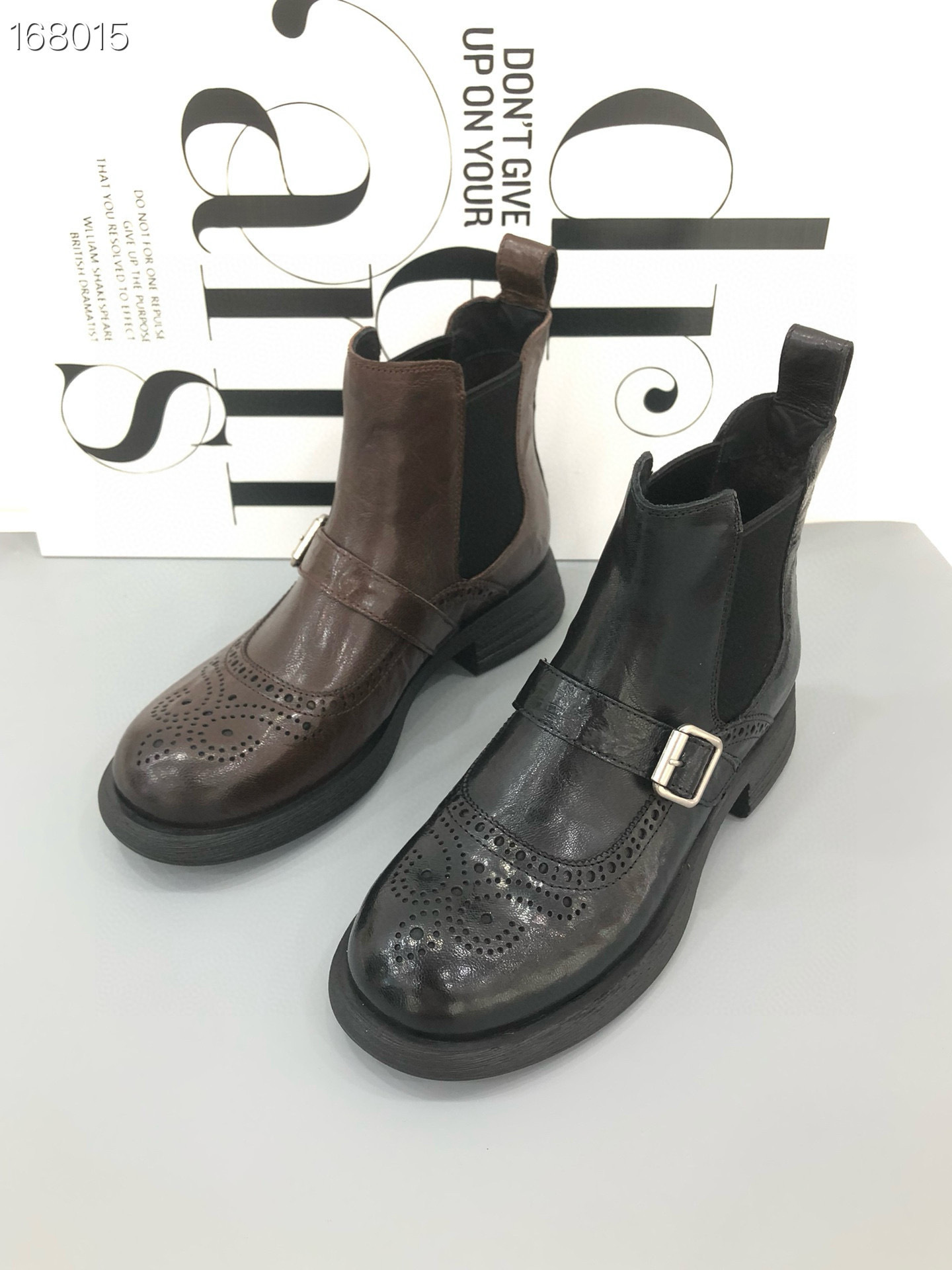 Boot Chelsea nữ da thật đế dày cổ ngắn gót vuông phong cách Anh — Màu đen chi tiết 7
