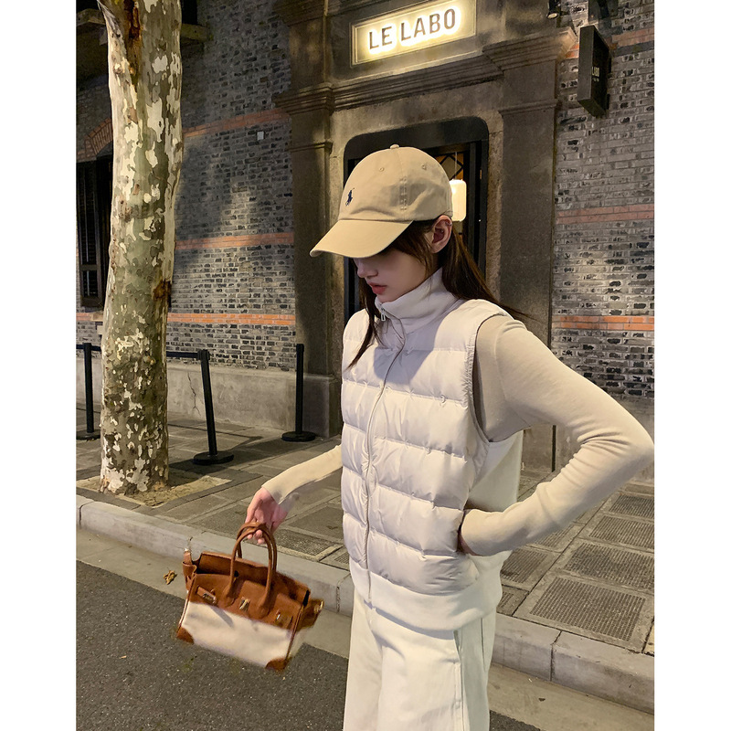 轻绒零压感立领羽绒马甲女 2025秋冬宽松轻薄白色背心外套G092412|undefined