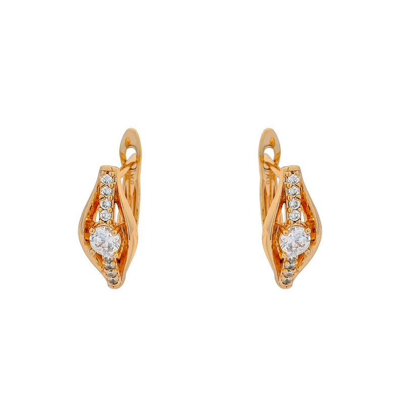 Pendientes Xuping de nuevo diseño, en aleación con baño de oro de 18k, con gemas artificiales, estilo ruso, diseño exclusivo y exquisito.