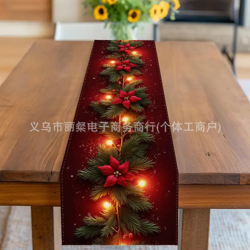 跨境圣诞节印花桌旗新款圣诞桌旗亚马逊特姆热卖品节日餐桌装饰|undefined
