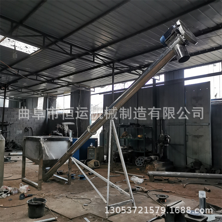 不锈钢管式螺旋输送机 倾角螺杆上料机 U型绞龙提升机