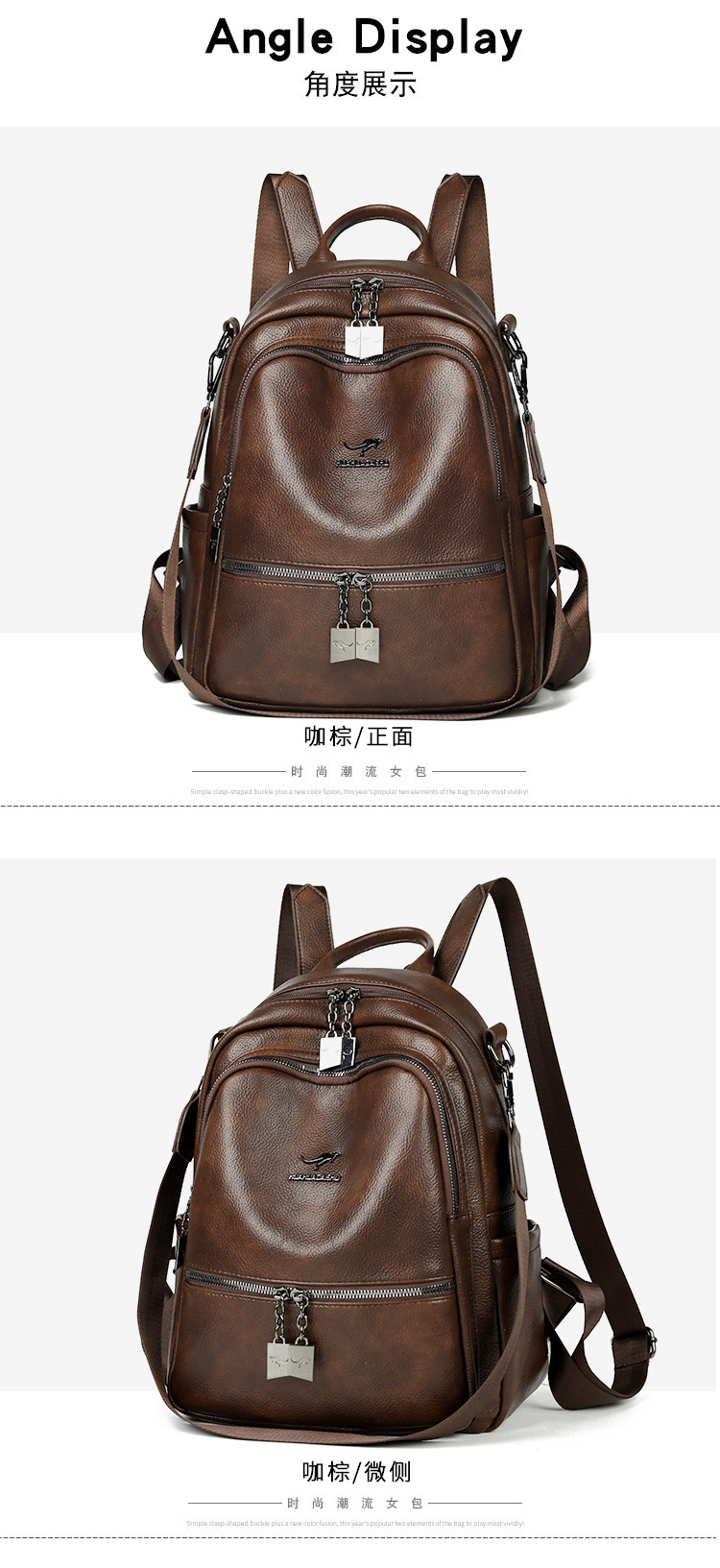 High-quality soft leather backpack women's new style simple versatile large capacity travel backpack mommy bag multi-purpose school bag