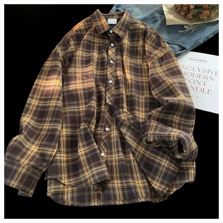 Демисезонная рубашка японского стиля, качественная jacket? (note) better: куртка весенняя в клетку, размеры M–3XL