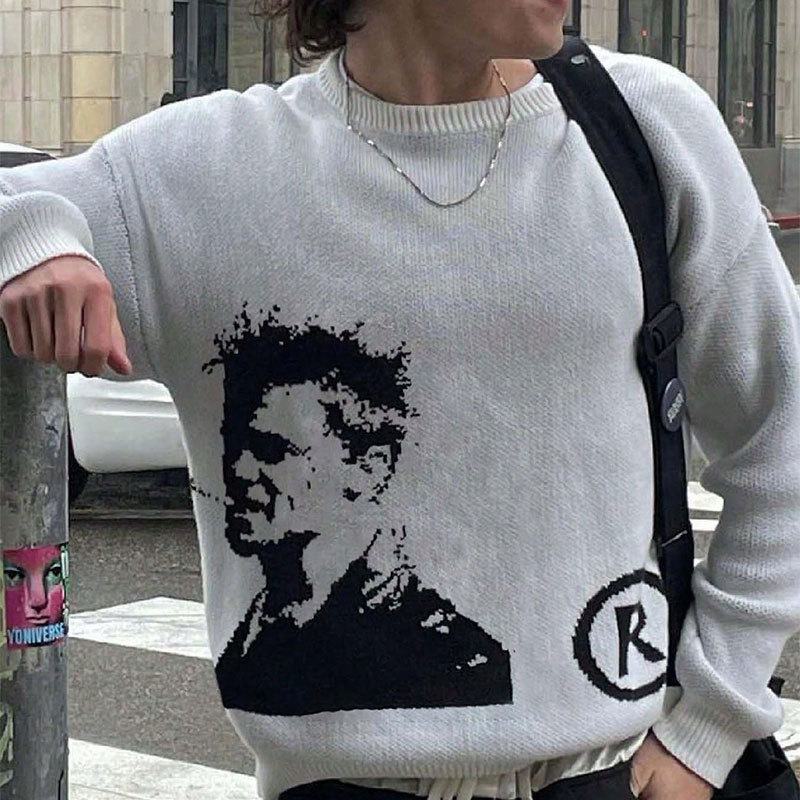 Andrei | American Retro Street Style Loose Casual Knitwear Trendy Brand Y2K Gothic Style High-Quality Sweater Jacket