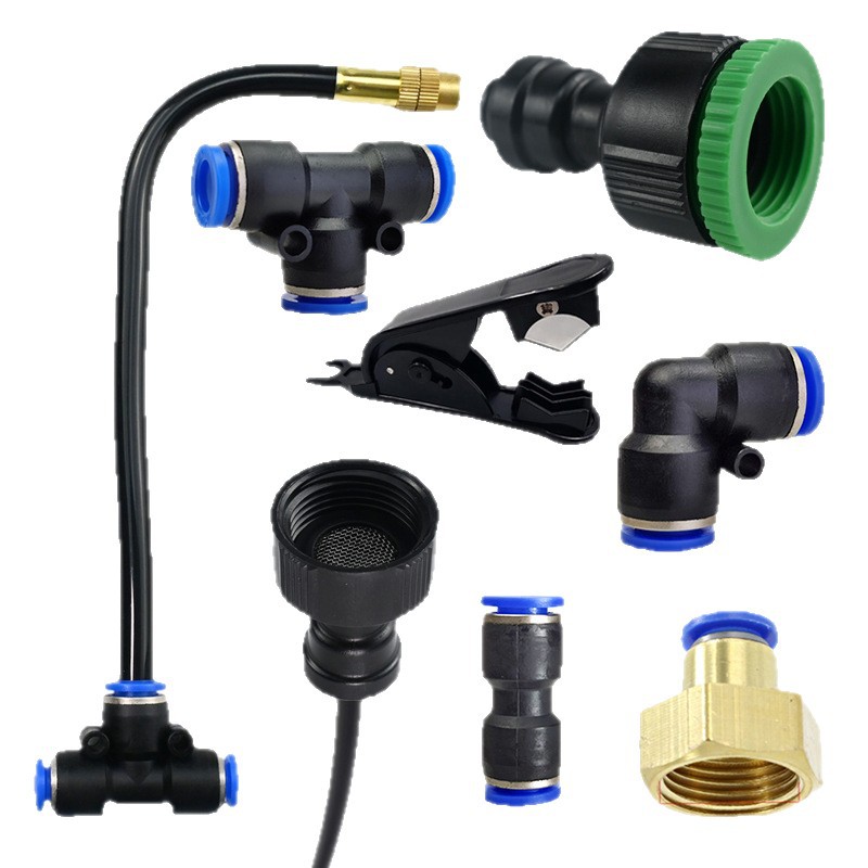 Accesorios de tubería de 8mm rociado cabezal de artefacto de riego de flores de pulverización de atomización conector de pulverización de tres vías de riego de pulverización de inserción rápida