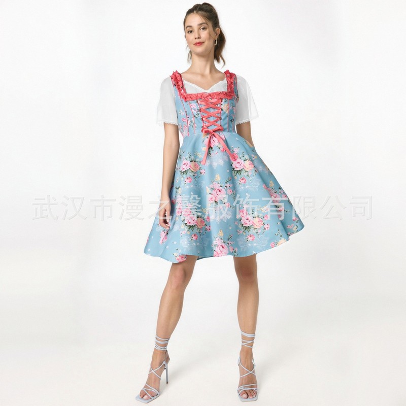 2025年ドイツミュンヘンビール祭 バイエルン風コスチューム レース付きメイド服 ステージ衣装|undefined