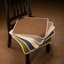 简约亚麻坐垫四季椅子垫纯色百搭通用型座垫防滑便携方形复古中式