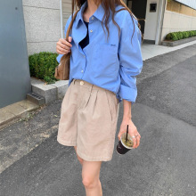 KITTIN早秋新款时髦灯芯绒百搭宽松显瘦松紧腰百搭休闲短裤女9292