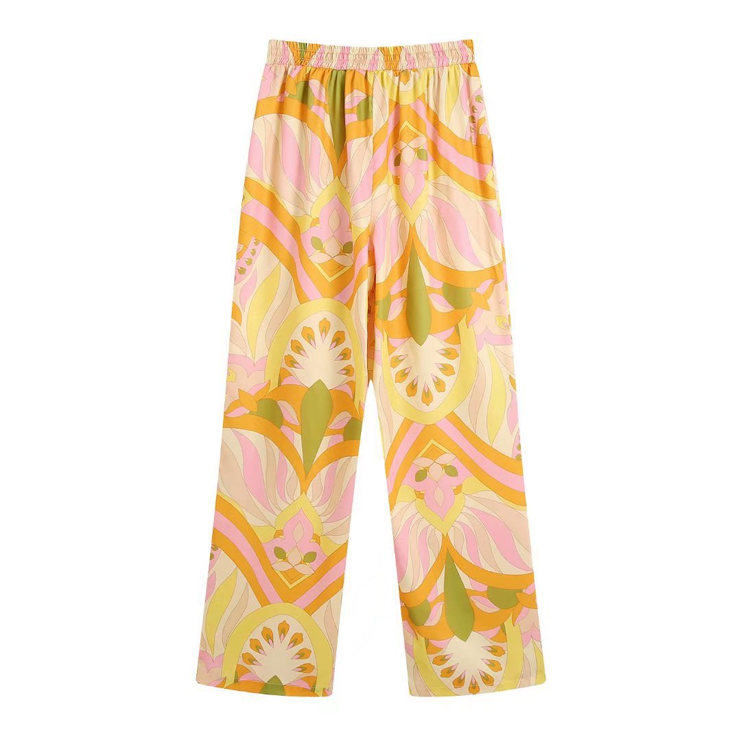 patterns printed high waist straight trousers NSLQS128951